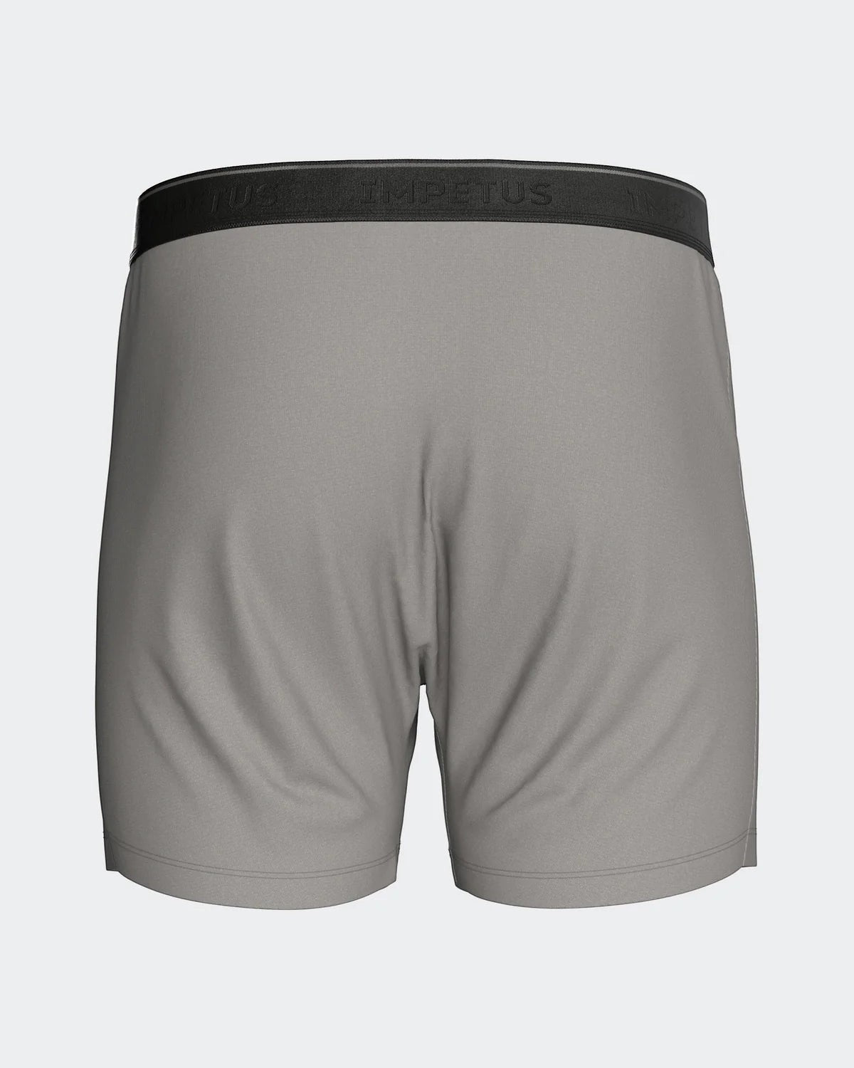 Maison Sarava grey classic boxer briefs with black branded elastic waistband and functional button fly.