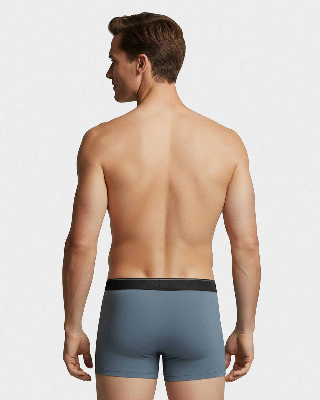 Maison Sarava men's grey cotton blend boxer briefs with black elastic waistband, classic fit.