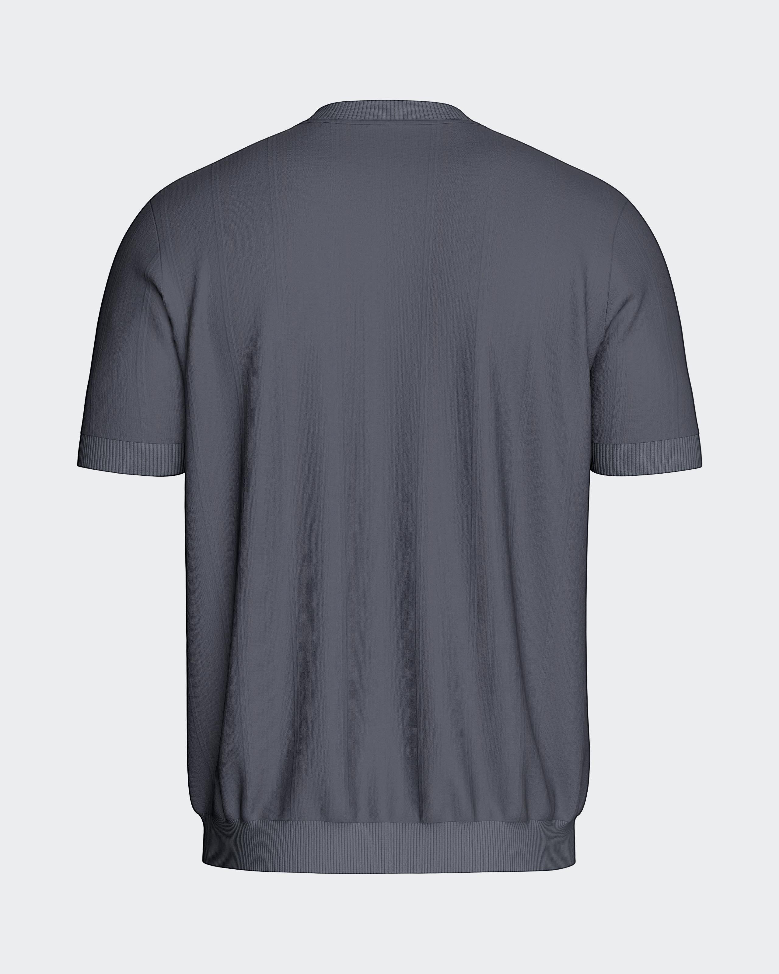Maison Sarava men's dark grey short sleeve Lyocell t-shirt with ribbed crew neck and hem.