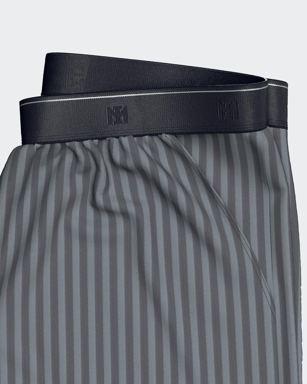 Maison Sarava men's grey striped modal lounge shorts with elasticated waistband and side pockets.