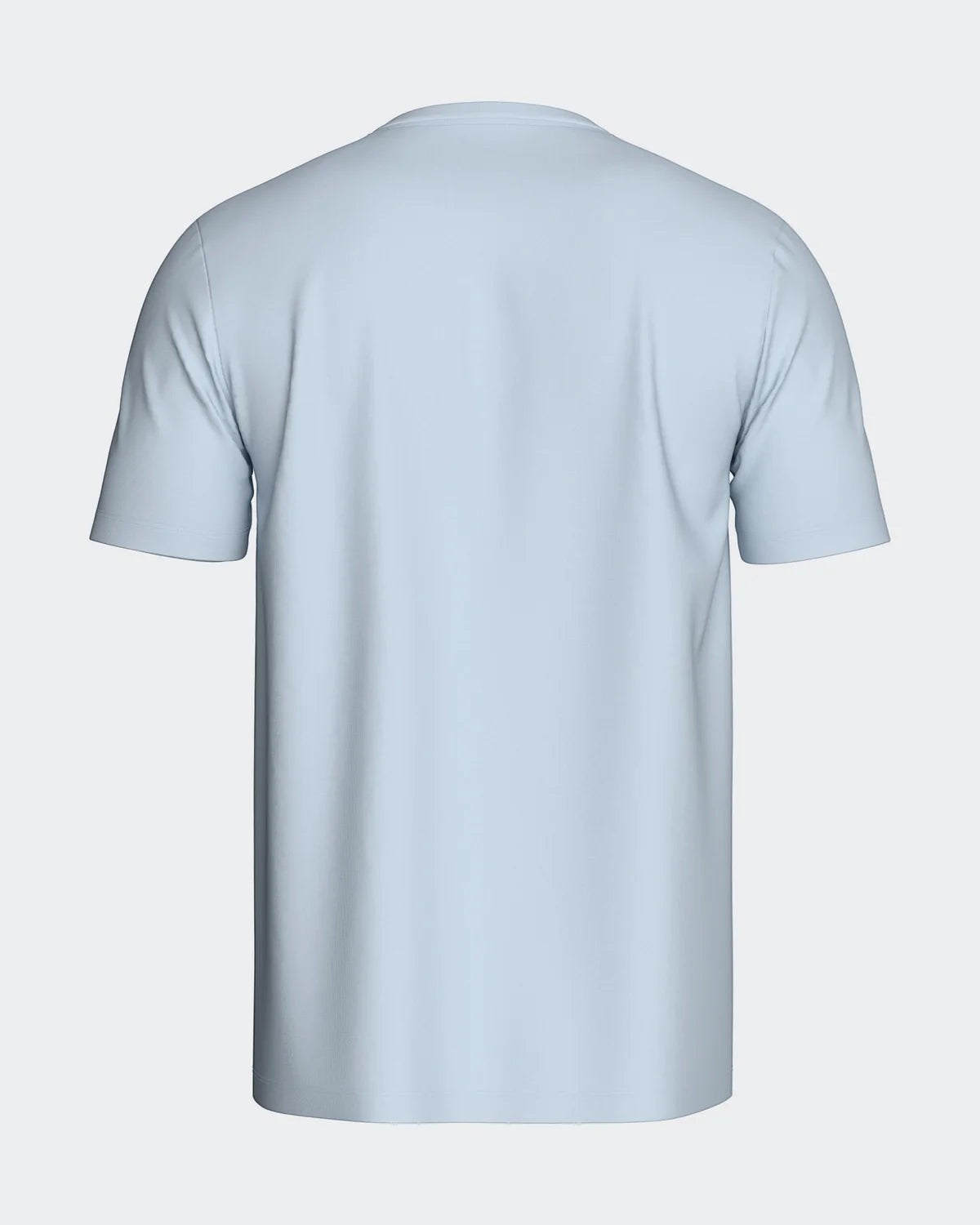 Maison Sarava light blue 100% cotton men's short sleeve t-shirt with round neckline.
