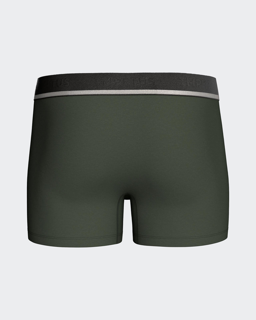 Maison Sarava men's dark green cotton stretch boxer briefs with elastic knit waistband.