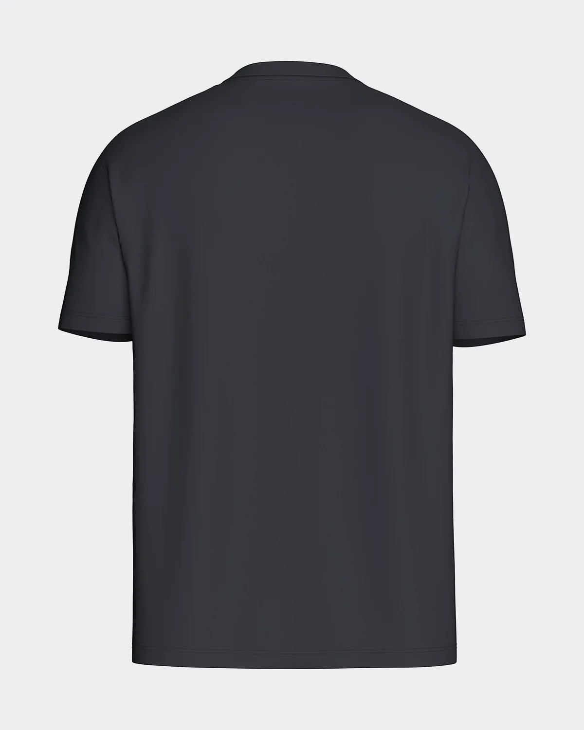 Maison Sarava men's dark grey cotton t-shirt with round neck and short sleeves. Plain design with subtle chest embroidery.