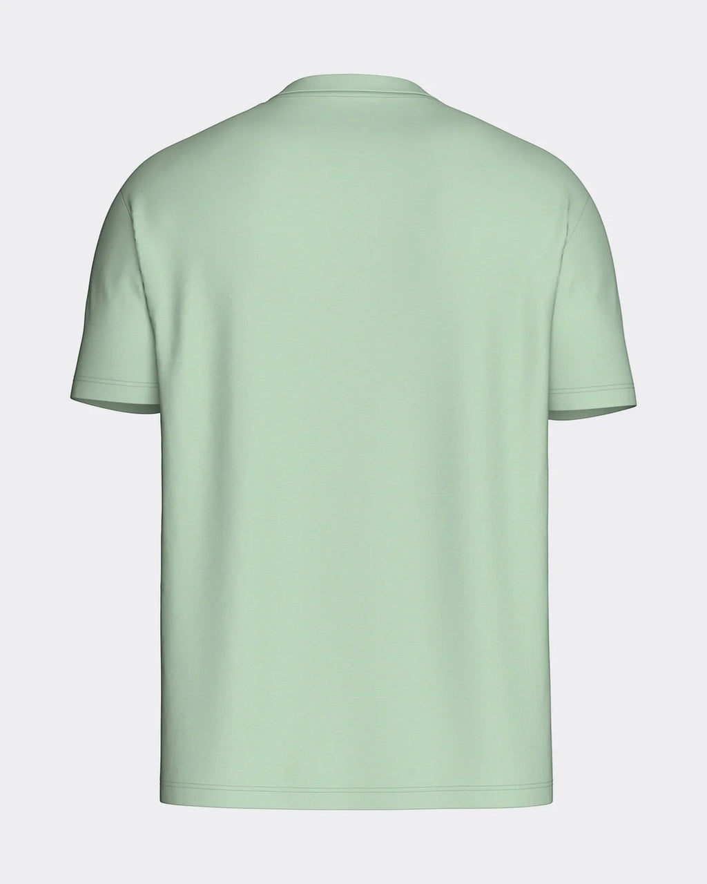 Maison Sarava men's light green cotton t-shirt with round neckline and subtle chest embroidery.