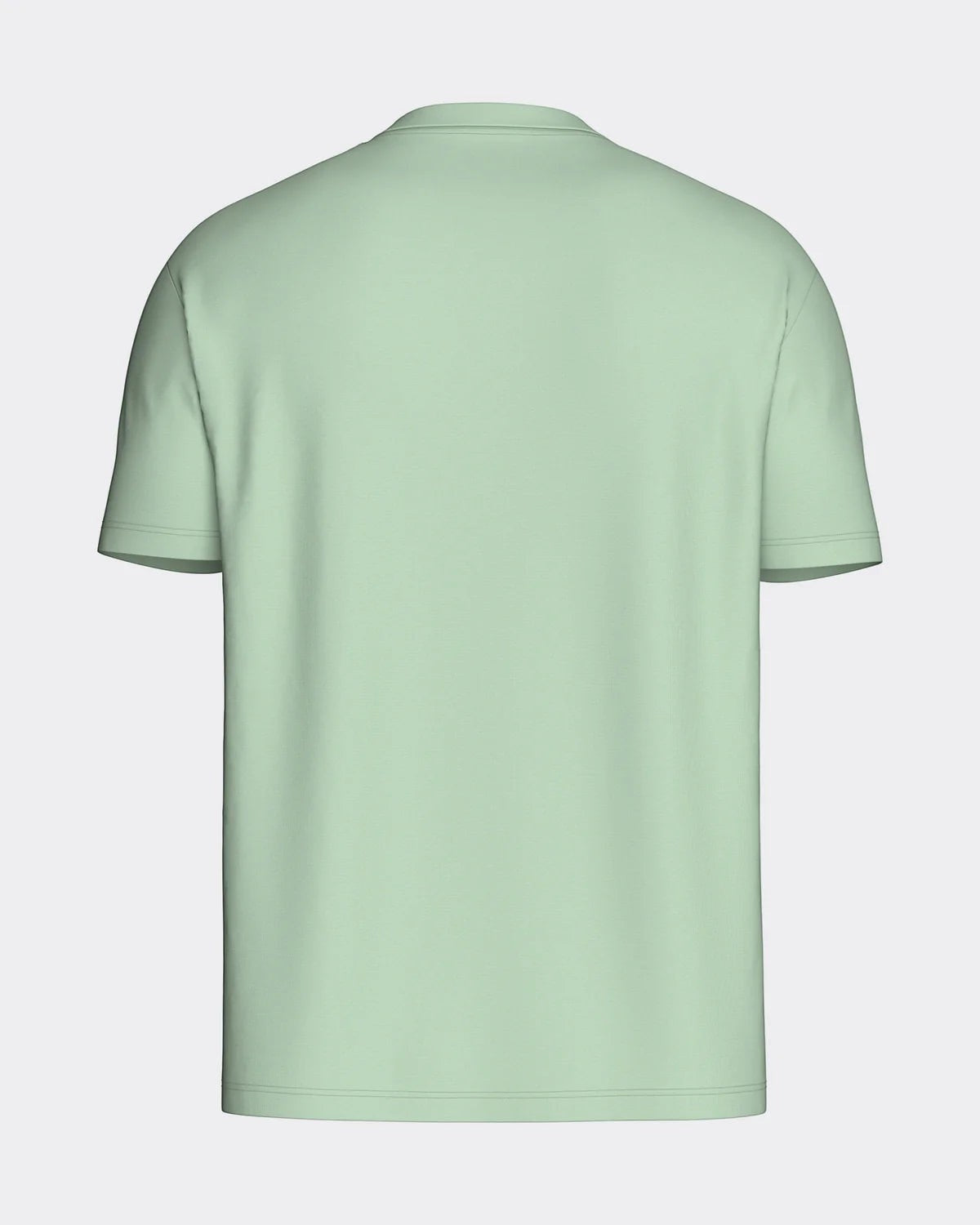 Maison Sarava men's light green cotton t-shirt with round neckline and subtle chest embroidery.