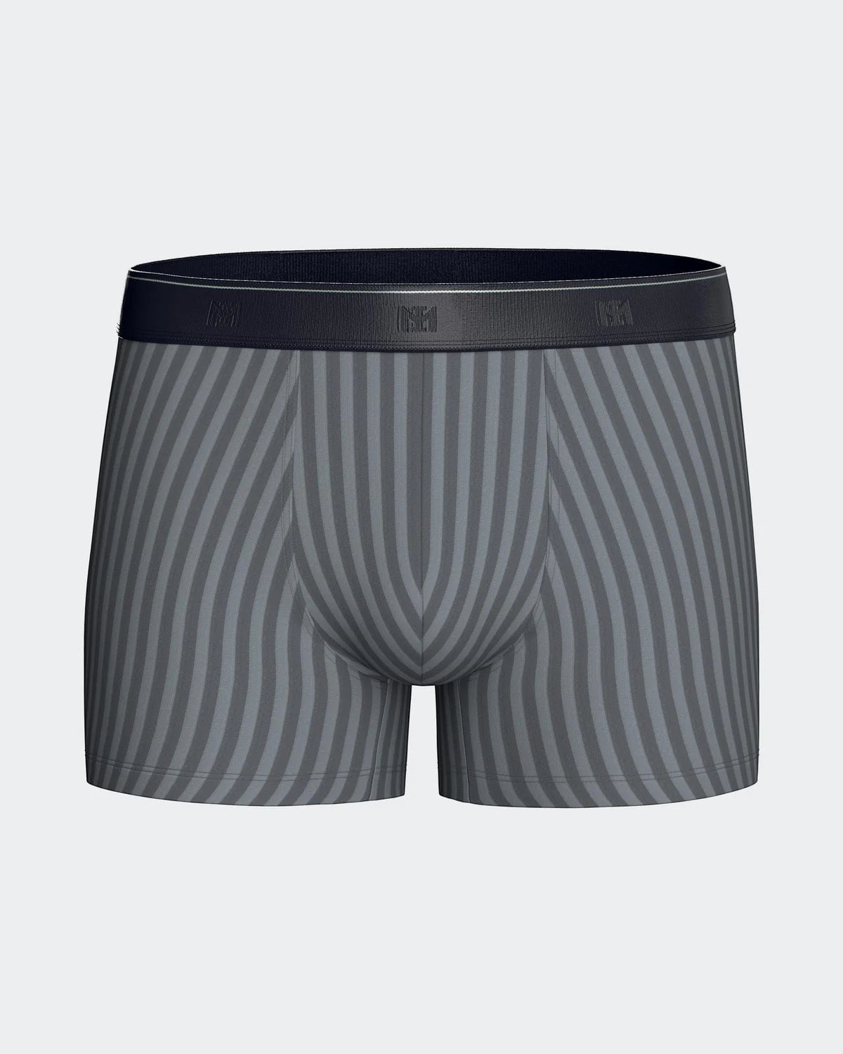 Maison Sarava men's grey striped boxers made from cotton and TENCEL™ Modal with elasticated waistband.
