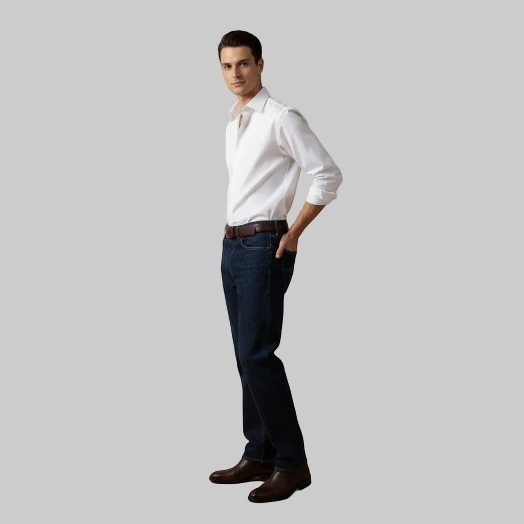 Maison Sarava men's white cotton oversized shirt with pointed collar, dropped shoulder, and double-pleat cuff.