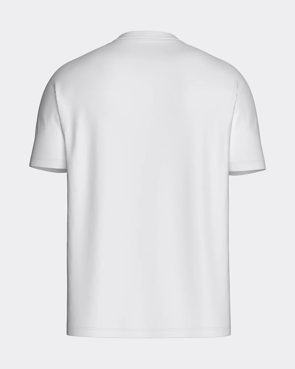 Maison Sarava men's white cotton t-shirt with round neckline and Impetus embroidery on chest. Made in Portugal.