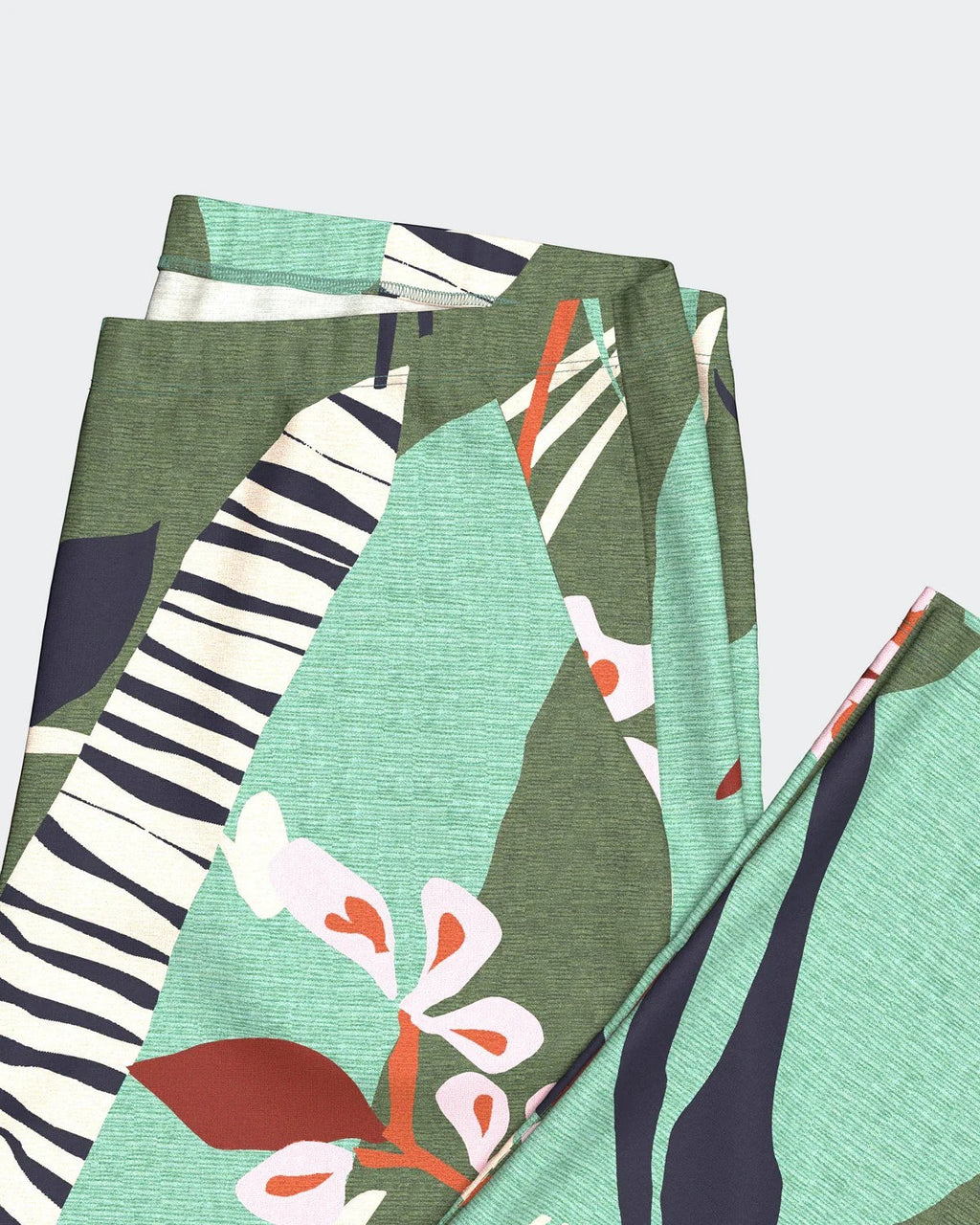 Maison Sarava women's mint green modal lounge set with tropical botanical print and 3/4 sleeves.