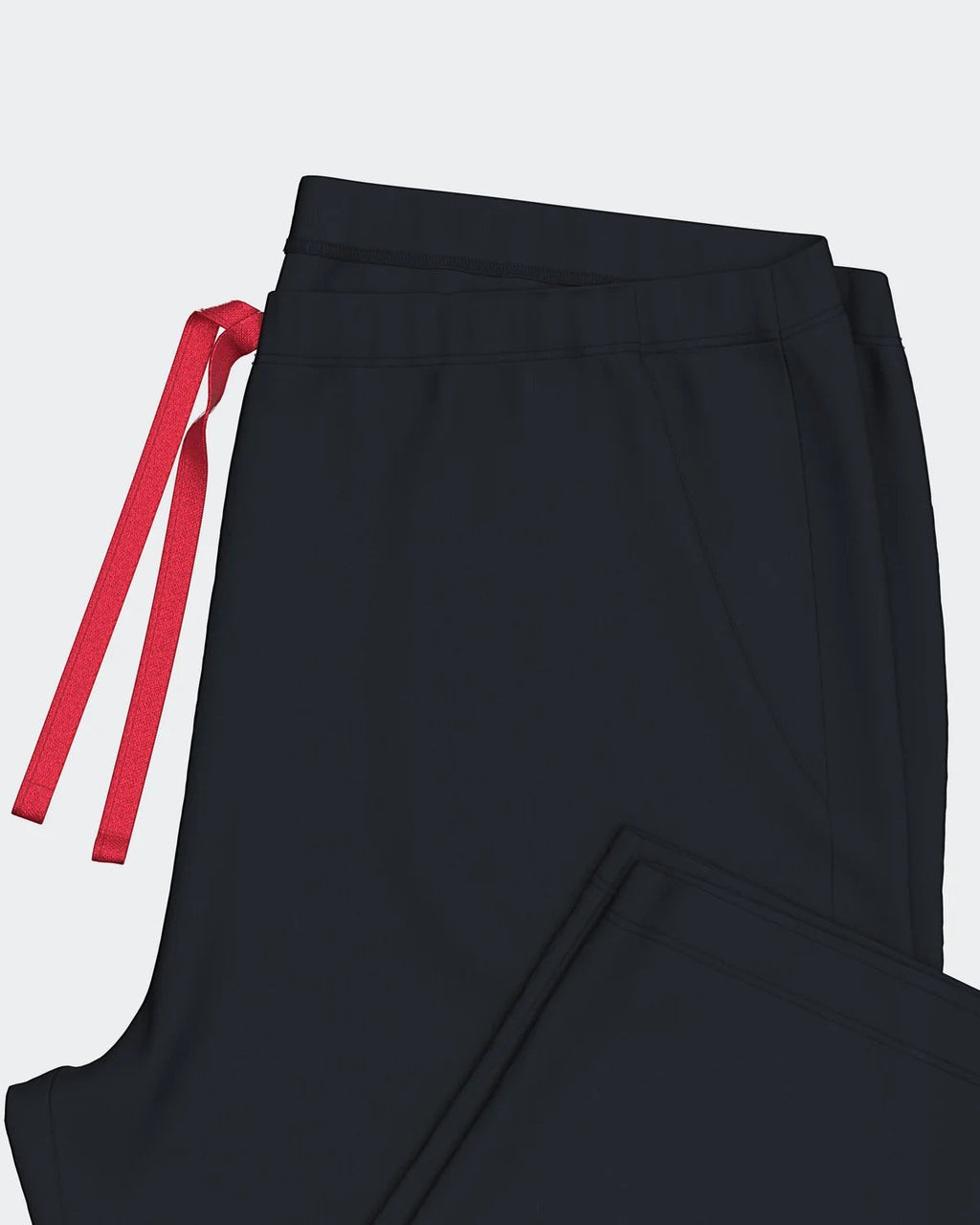 Maison Sarava navy blue and white striped cotton knit capri lounge pants with red drawstring and side pockets.