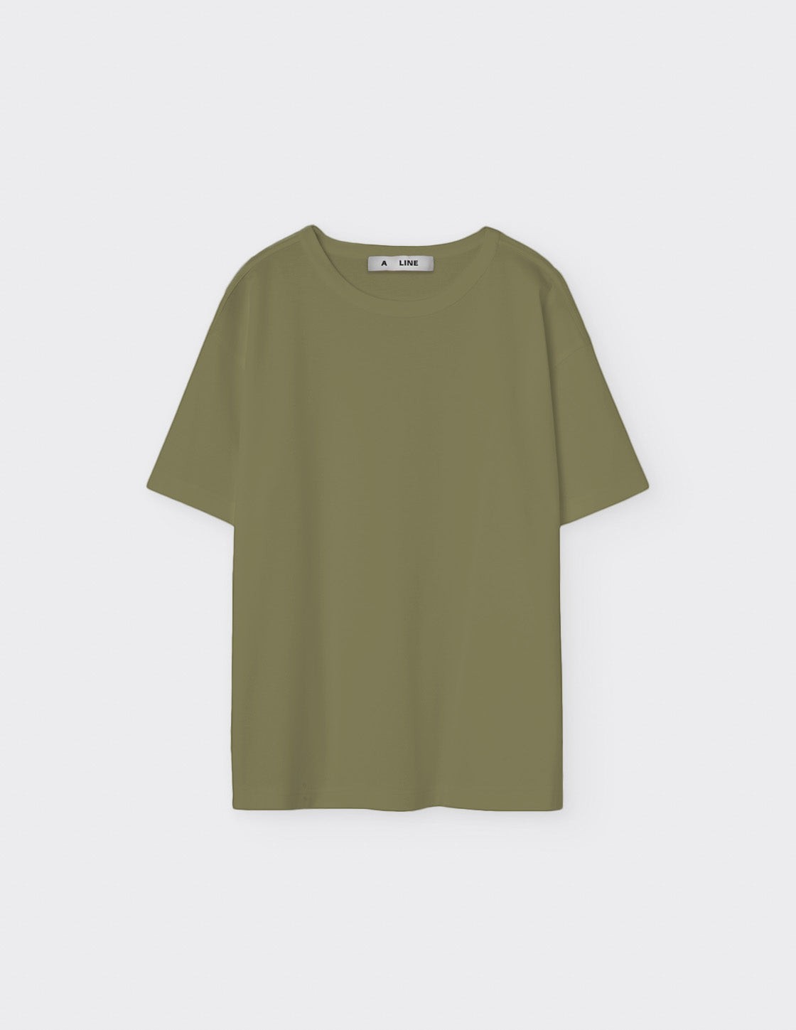Maison Sarava olive green mercerized cotton t-shirt with round neckline and relaxed fit for men.