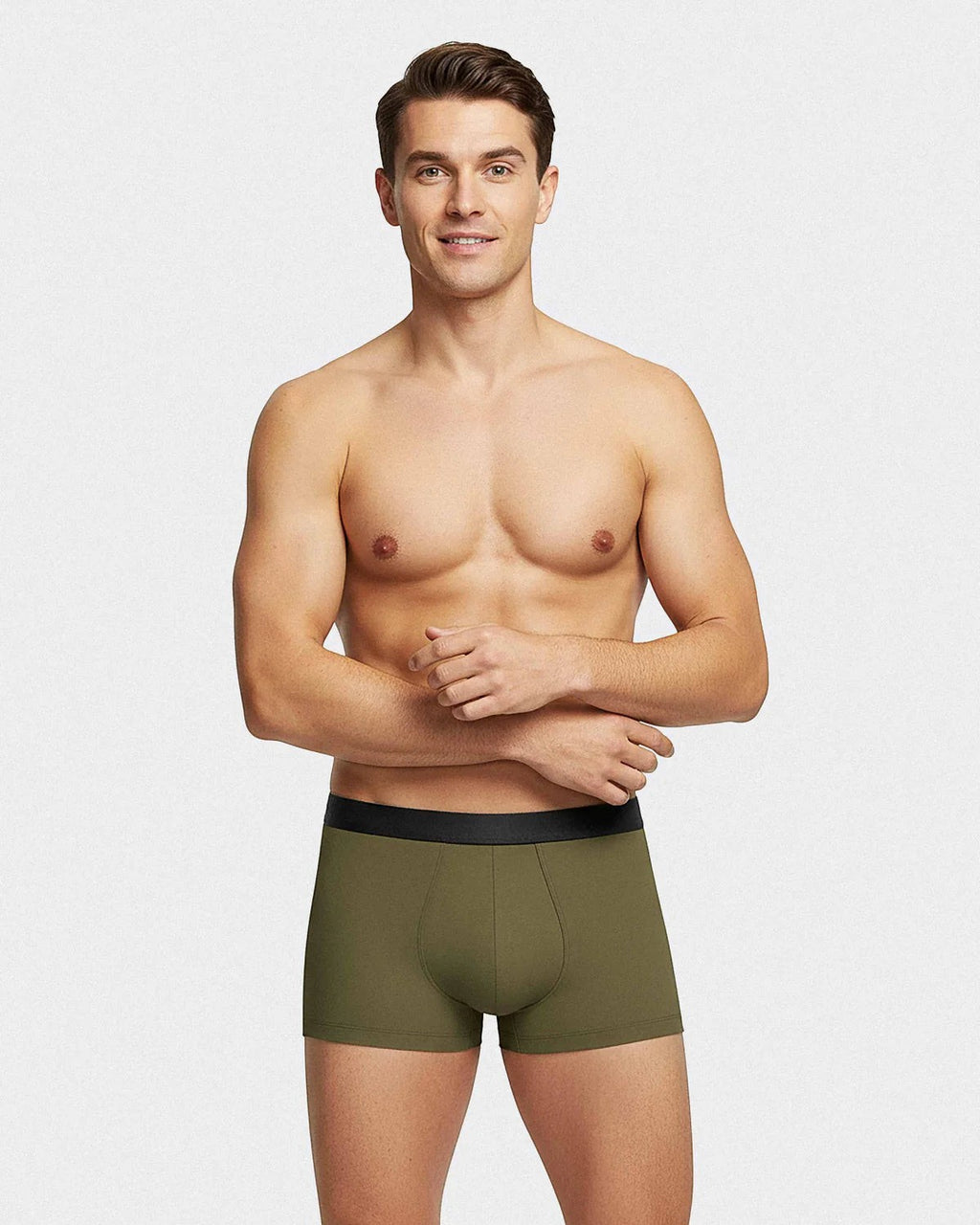 Maison Sarava men's olive green lyocell boxers with black elastic waistband. Pack of 2.