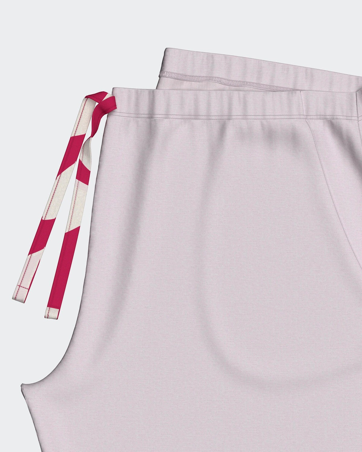 Maison Sarava women's light pink lyocell lounge set with drawstring tie detail.