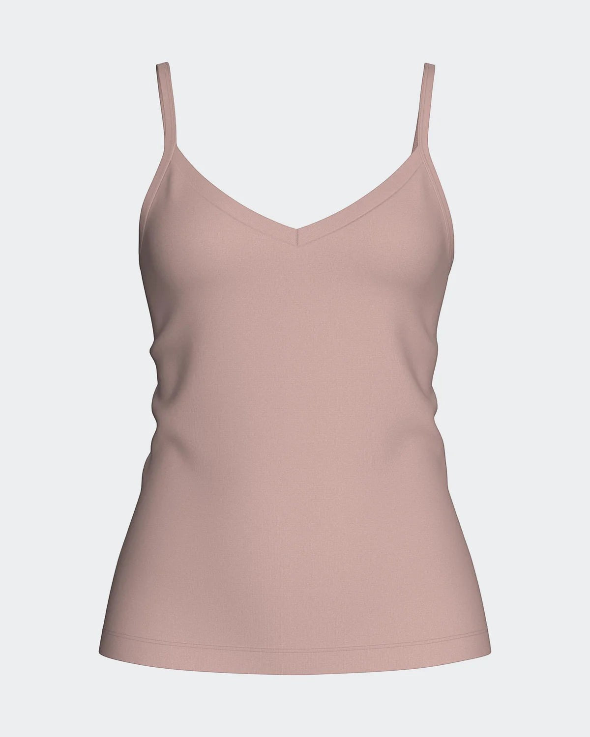 Maison Sarava women's blush pink V-neck tank top with adjustable straps, made from TENCEL Lyocell.