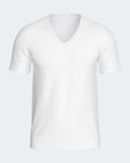 Maison Sarava white V-neck t-shirt made from cotton and viscose with Outlast® Adaptive Comfort® technology for temperature regulation.