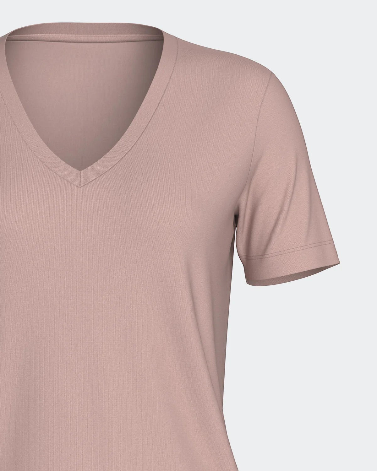 Maison Sarava women's dusty rose V-neck T-shirt made from soft, breathable TENCEL Lyocell fabric.