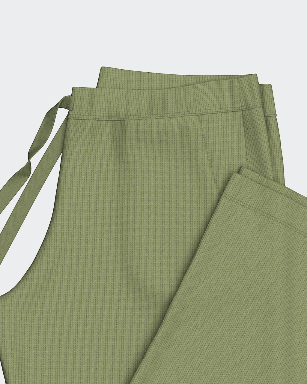 Maison Sarava women's olive green lyocell long pant lounge set with drawstring waist and tailored fit.